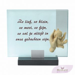 glazen gedenkteken op granieten voetje dmv rvs steuntje 10