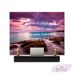 glazen gedenkteken op granieten voetje dmv rvs steuntje met foto