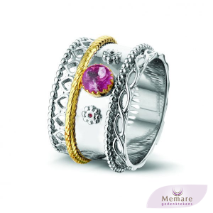 zilver 14 krt gouden ring 135 mm breed 5