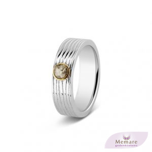 zilveren ring met 14 krt geelgouden rand 2