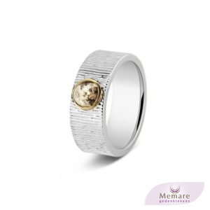 zilveren ring met 14 krt geelgouden rand 4