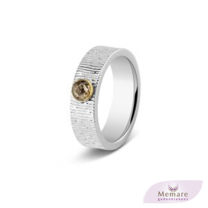 zilveren ring met 14 krt geelgouden rand 5